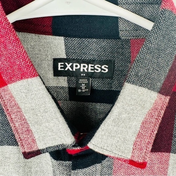 Express Men's Button Down Long Sleeve Plaid Shirt - Size Medium - Picture 4 of 7